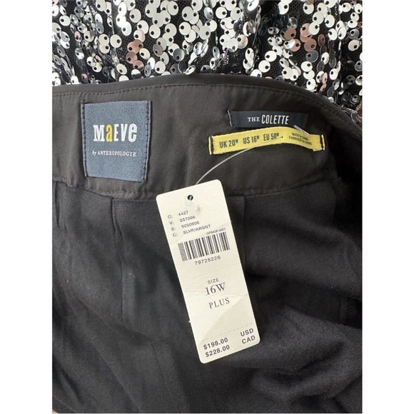 NWT Anthropologie Colette Cropped Wide-Leg Sequin Pants 16W Silver Cocktail $198 - Picture 5 of 7